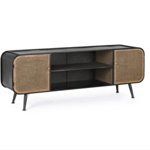 Industrial Style TV Sideboard with Cane Doors