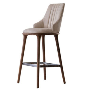 Modern Beige Bar Chair with Wooden Legs