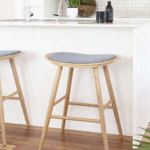 Scandinavian Wooden Bar Stool with Cushioned Seat