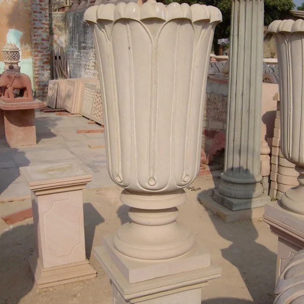 Classic Sandstone Fluted Planter Vase