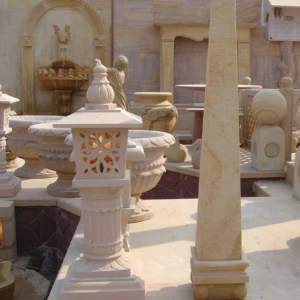 Carved Sandstone Lantern Pillars & Decorative Obelisks