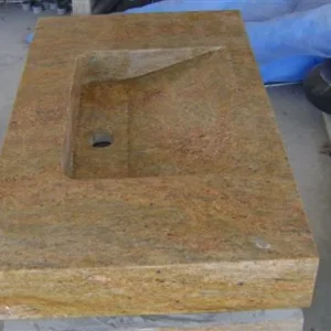 Golden Granite Rectangular Stone Washbasin