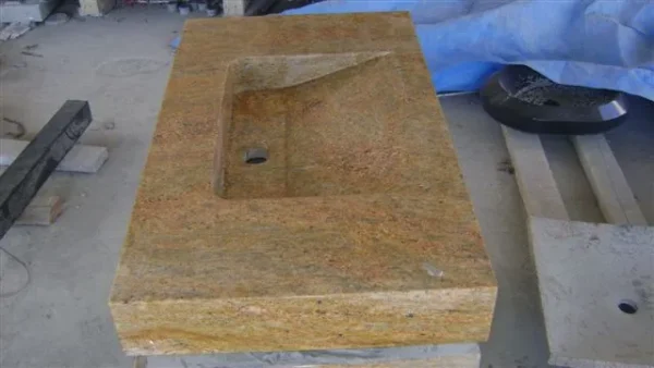 Golden Granite Rectangular Stone Washbasin
