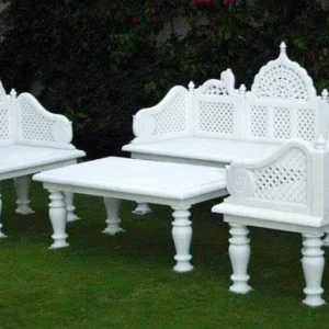 Royal White Marble Garden Seating Set