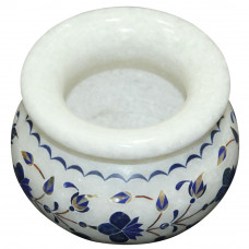 Antique White Marble Inlay Pot