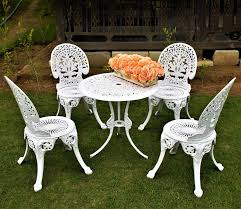 Victorian White Cast Aluminum Garden Bistro Set (5-Piece)