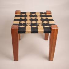 Handcrafted Teak Wood and Cotton Rope Woven Stool