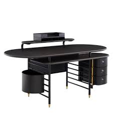 Modern Luxe Black Executive Desk with Storage Drawers