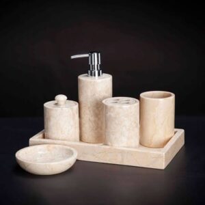Italian Marble 5-Piece Luxury Bathroom Accessory Set
