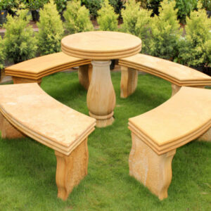 Jaisalmer Yellow Limestone Garden Table Set