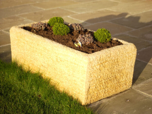 Rustic Yellow Limestone Garden Planter
