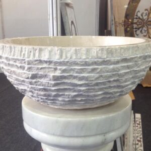 Textured White Marble Stone Wash Basin