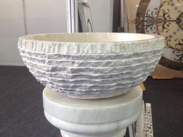 Textured White Marble Stone Wash Basin